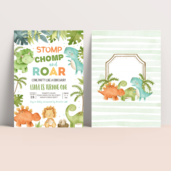Editable Dinosaur Birthday Invitation DI103