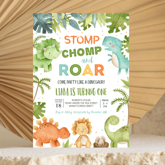 Editable Dinosaur Birthday Invitation DI103