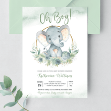  Editable Oh Boy Elephant Baby Shower Invitation E103
