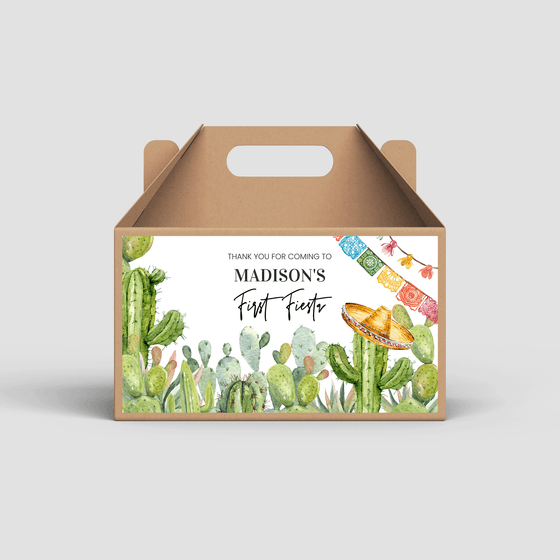Editable First Fiesta Birthday Box Label FT101