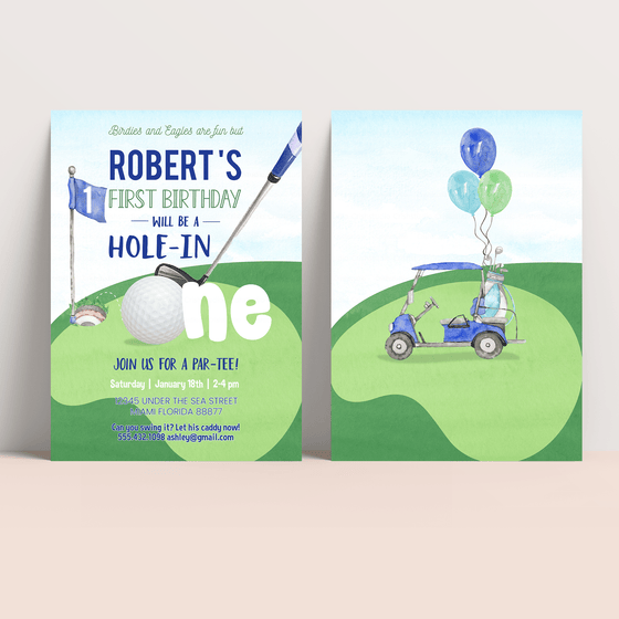 Editable Hole In One Birthday Invitation G03