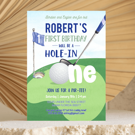 Editable Hole In One Birthday Invitation G03