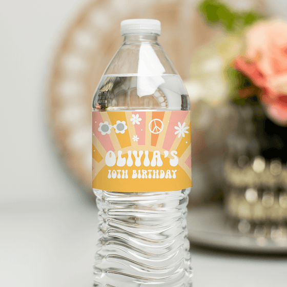 Editable Groovy Birthday Bottle label G114