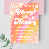 Editable Young Wild And Three Birthday Invitation  G403