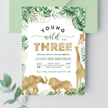  Editable Young Wild And Three Birthday Invitation J03