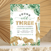 Editable Young Wild And Three Birthday Invitation J03