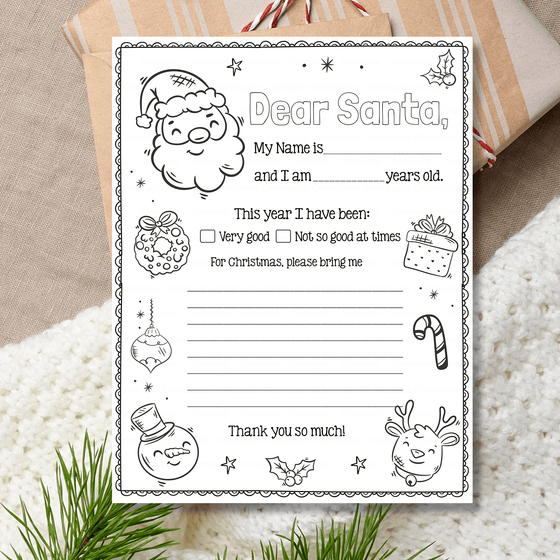 Letter To Santa Printable Coloring LTS103