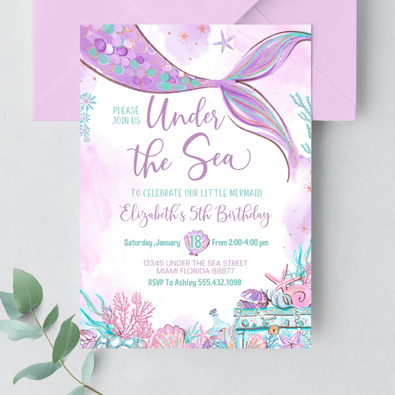 Editable Under the Sea Birthday Invitation M103