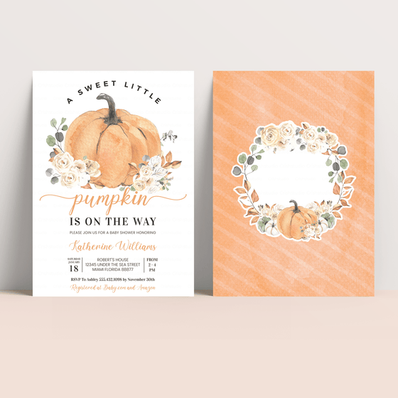 Editable Pumpkin Baby Shower Invitation P003