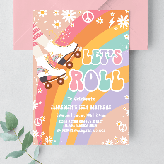 Editable Skate Party Invitation R103