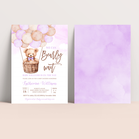 Editable We Can Bearly Wait Baby Shower Invitation T603