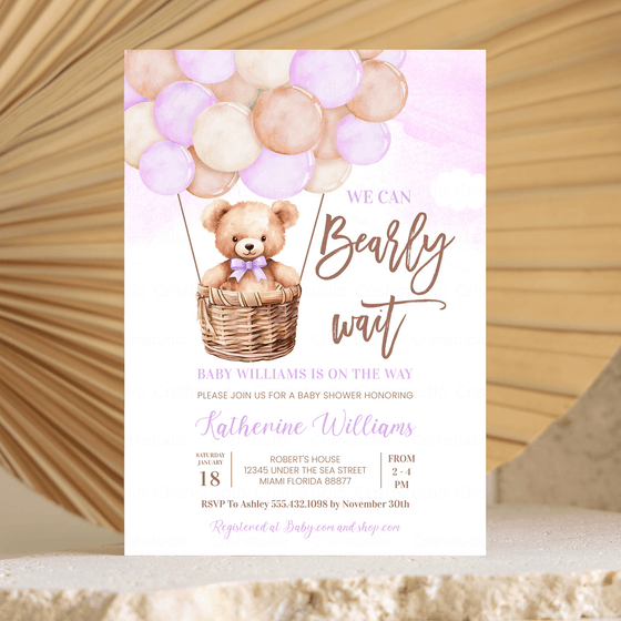 Editable We Can Bearly Wait Baby Shower Invitation T603