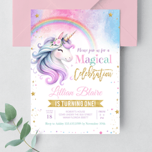  Editable Unicorn Birthday Invitation  UN201
