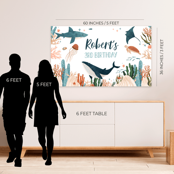 Editable Under The Sea Birthday Backdrop US01