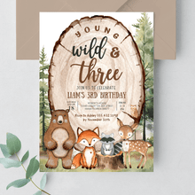 Editable Young Wild And Three Birthday Invitation W203