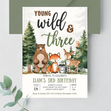  Editable Young Wild And Three Birthday Invitation W303
