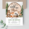 Editable Young Wild And Three Birthday Invitation W403