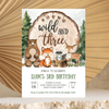 Editable Young Wild And Three Birthday Invitation W403