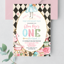  Editable Alice In Onederland Invitation A203