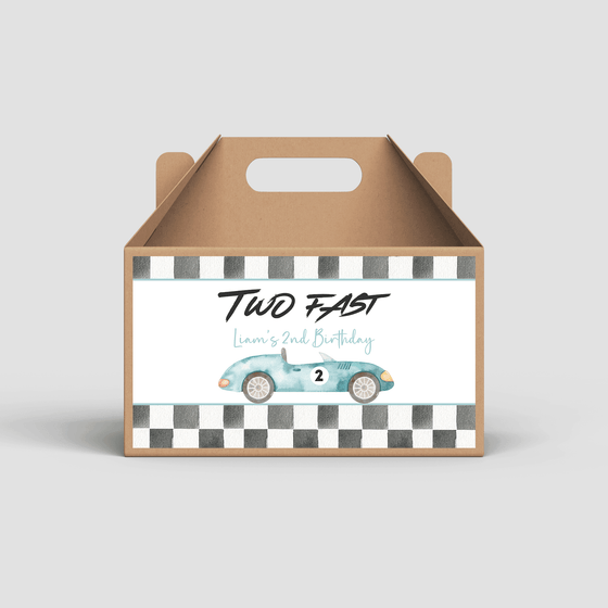 Editable Two Fast Birthday Box Label R101