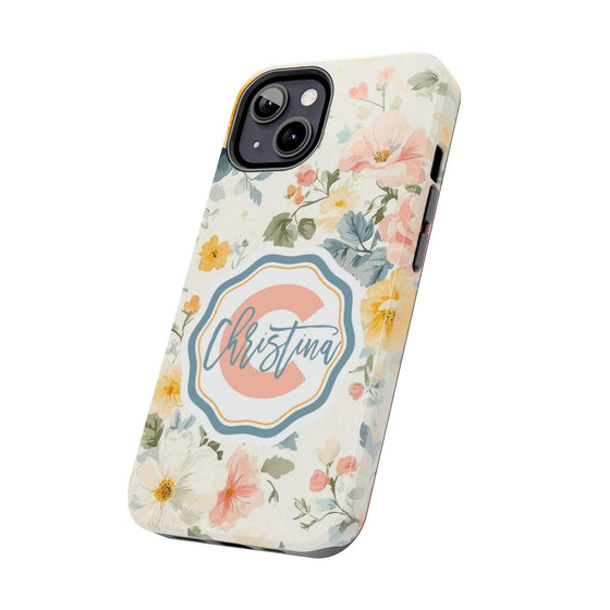 Personalized Floral Tough Phone Case - Customized with Name | Durable Protection - PC013