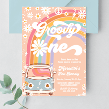  Editable Groovy One Birthday Invitation G701