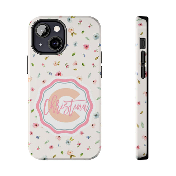 Personalized Floral Tough Phone Case - Custom Name Design - PC030