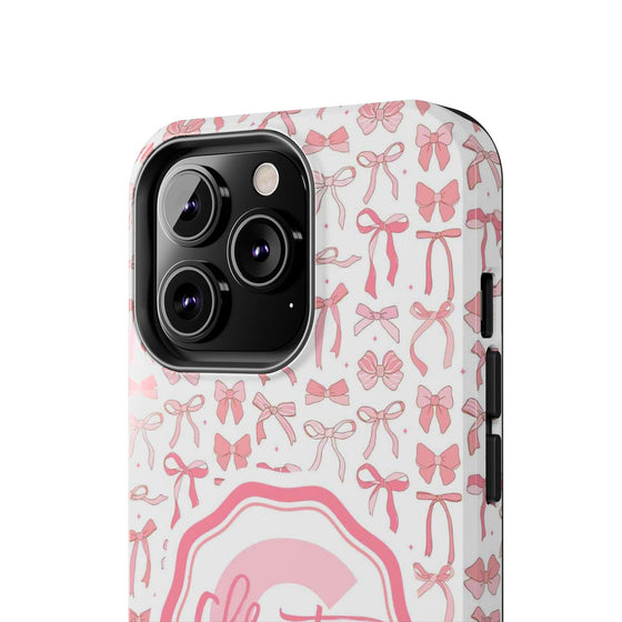 Personalized Tough Phone Case with Pink Bow Design - PC017