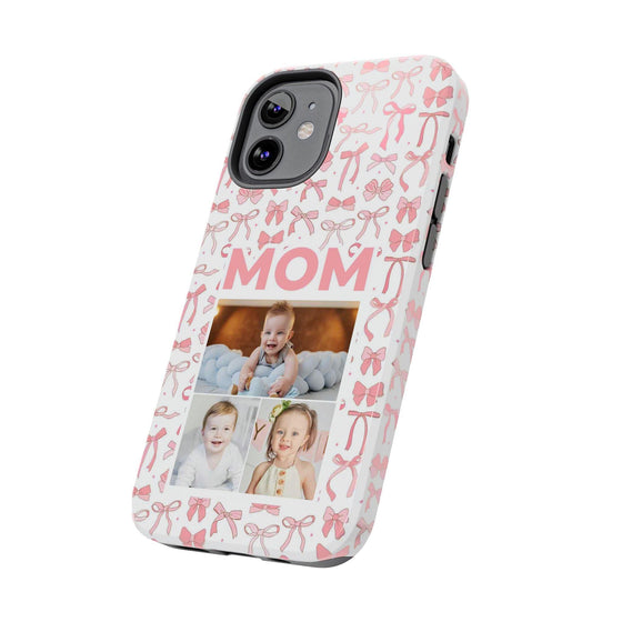 Personalized Mom Photo Collage Phone Case - Bow Design -PC015