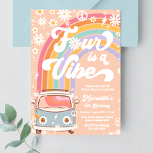  Editable Four Is A Vibe Birthday Invitation G704