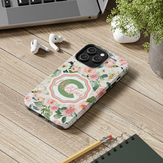 Personalized Floral Phone Case - Custom Tough Case with Name - PC025