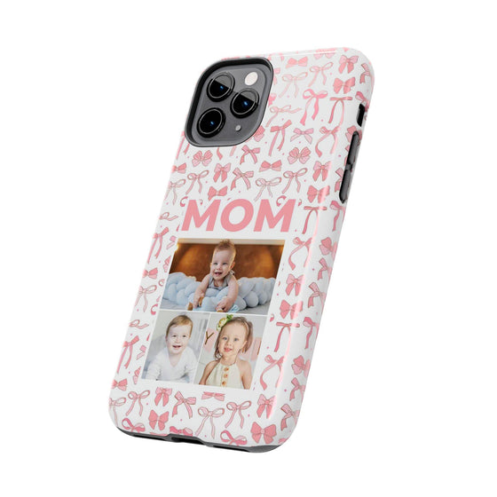 Personalized Mom Photo Collage Phone Case - Bow Design -PC015