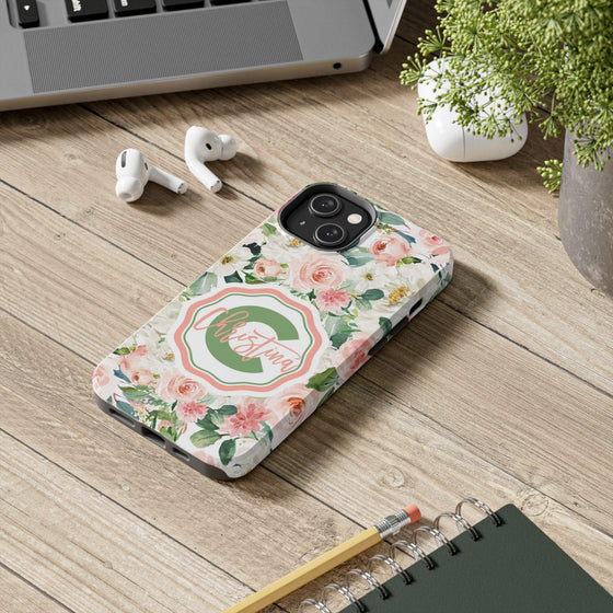 Personalized Floral Phone Case - Custom Tough Case with Name - PC025