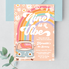  Editable Nine Is A Vibe Birthday Invitation G709