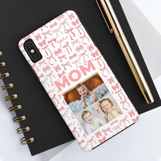 Personalized Mom Photo Collage Phone Case - Bow Design -PC015