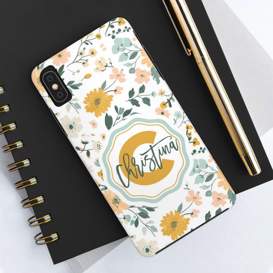 Personalized Floral Tough Phone Case - Custom Name Design - PC007