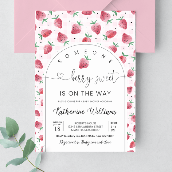 Editable Strawberry Baby Shower Set BS06