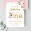 Editable Some Bunny Is One Birthday Invitation BU04