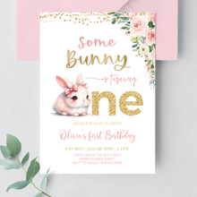  Editable Some Bunny Is One Birthday Invitation BU04