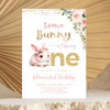 Editable Some Bunny Is One Birthday Invitation BU04
