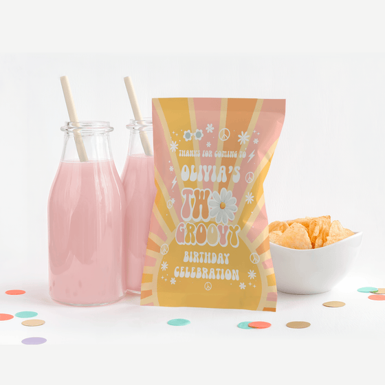 Editable Groovy Chip Bag Label G114