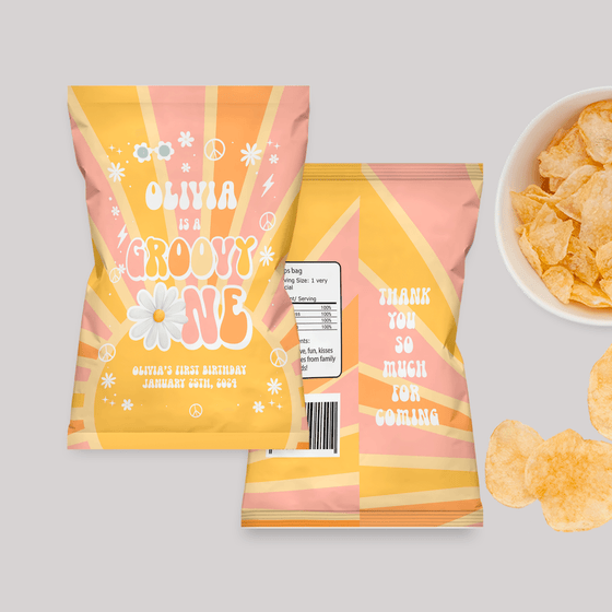 Editable Groovy Chip Bag Label G114