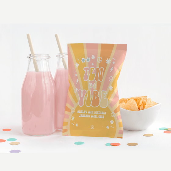 Editable Groovy Chip Bag Label G117