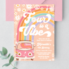 Editable Four Is A Vibe Birthday Invitation G204