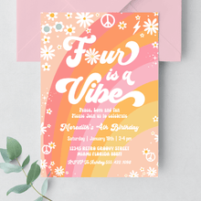 Editable Four Is A Vibe Birthday Invitation G404