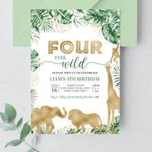  Editable Four Ever Wild Birthday Invitation J04