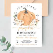  Editable Our Little Pumpkin Birthday Invitation PB004