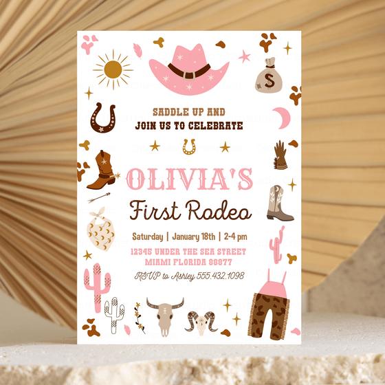 Editable My First Rodeo Invitation R004