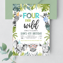  Editable Four Ever Wild Birthday Invitation S104