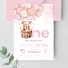  Editable Teddy Bear Birthday Invitation T304